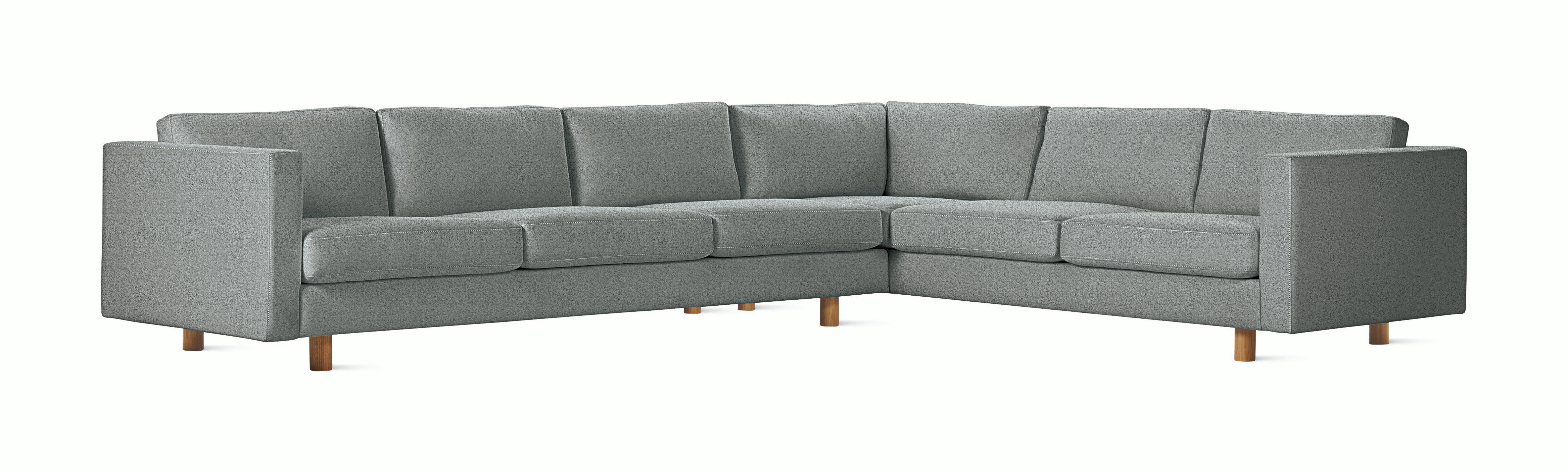 Lispenard Sectional  in heathered cool grey with 4" legs.