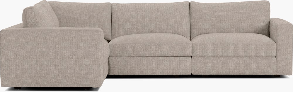 Reid Corner Sectional - L-Shaped Four Seater Sectional,  Standard,  Boucle,  Dove,  1" Block"