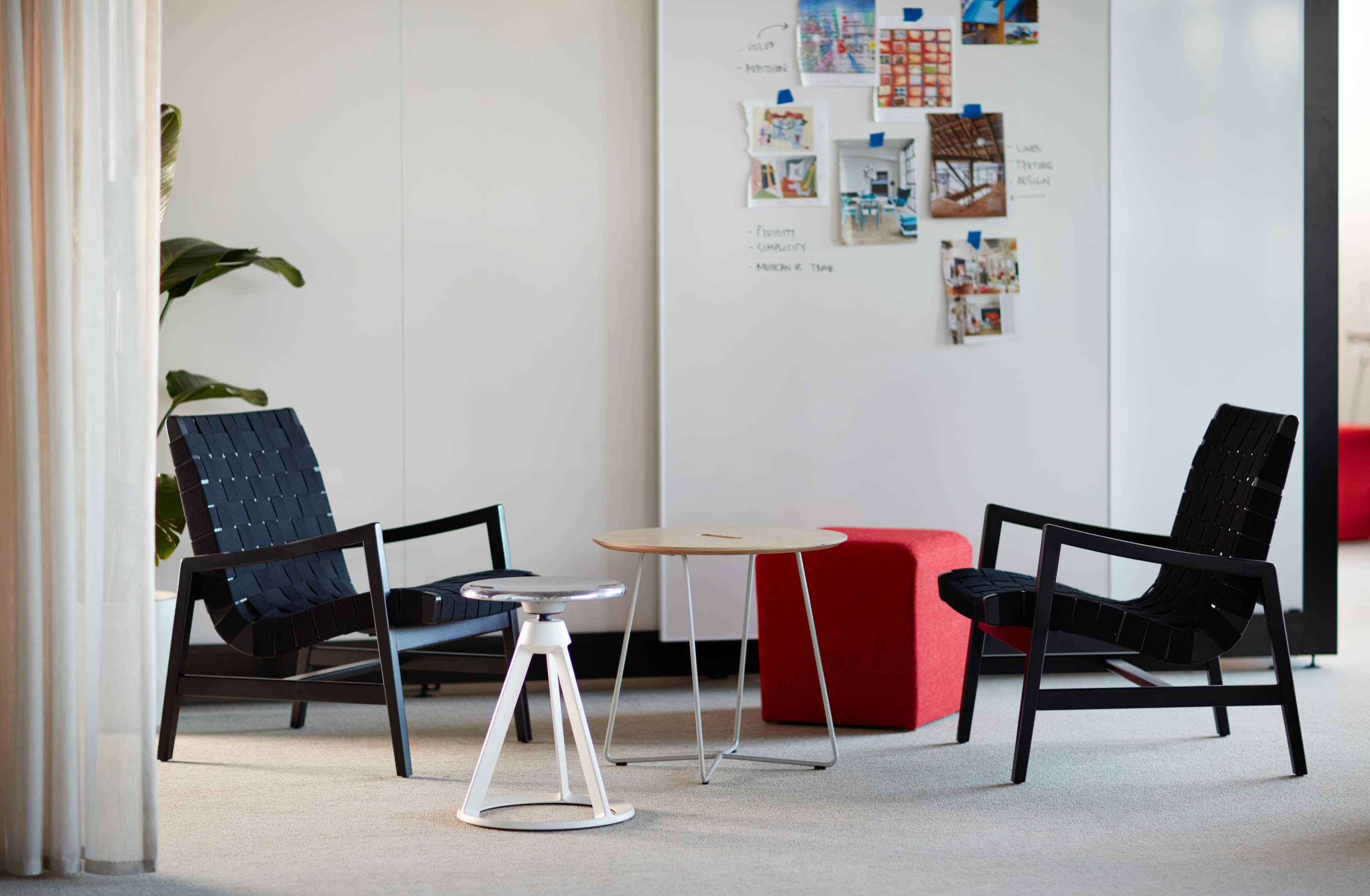 Rockwell Unscripted Creative wall sliding conversation board risom lounge chair piton stool occasional side tbale k. lounge