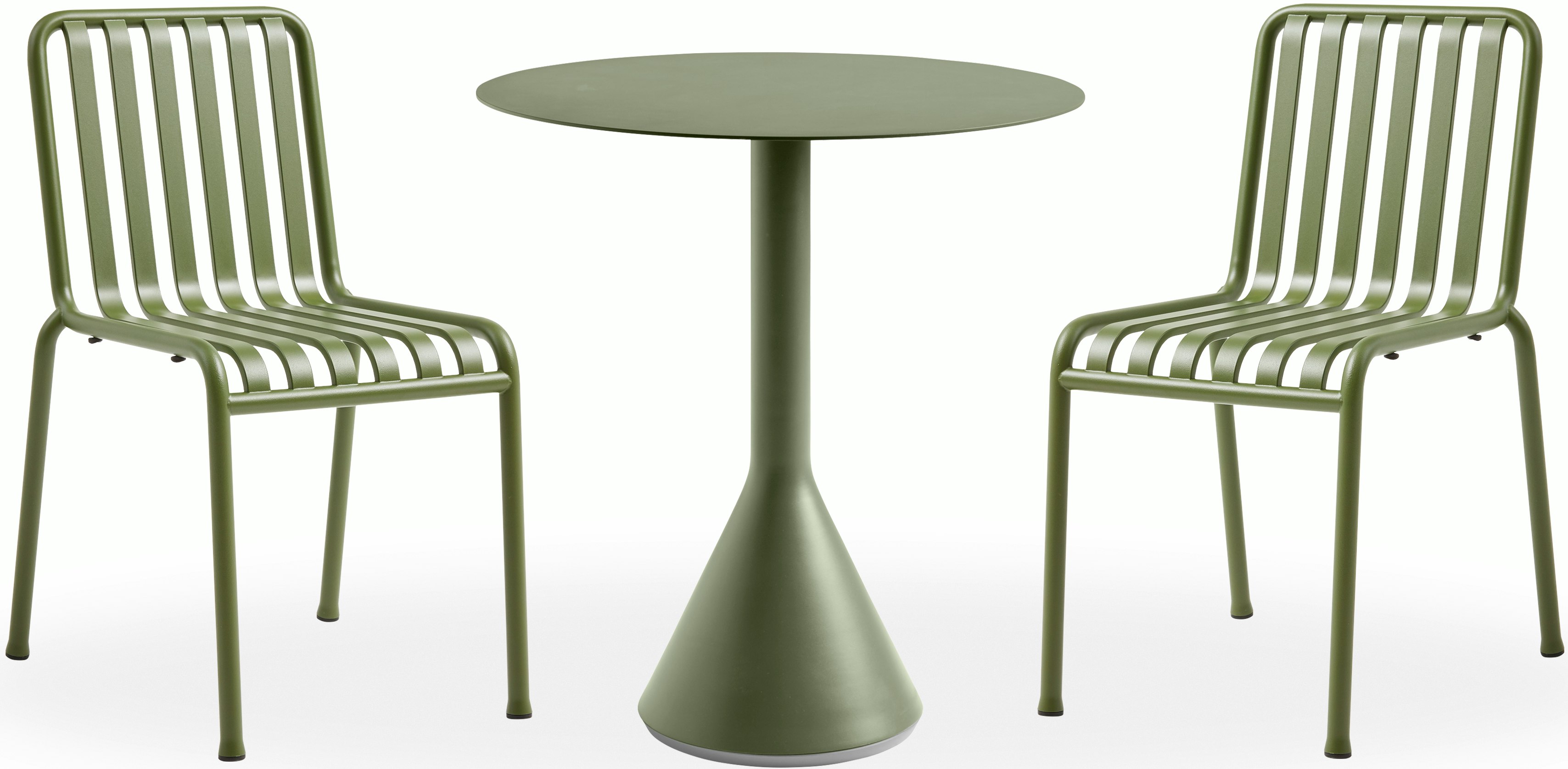 Palissade Cafe Set - Cone Table Round and 2 Side Chairs