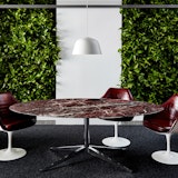 Florence Knoll Table Desk  neocon 2018 hospitality at work forence knoll table desk saarinen tulip arm chairs edelman leather
