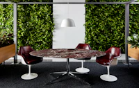 neocon 2018 hospitality at work forence knoll table desk saarinen tulip arm chairs edelman leather
