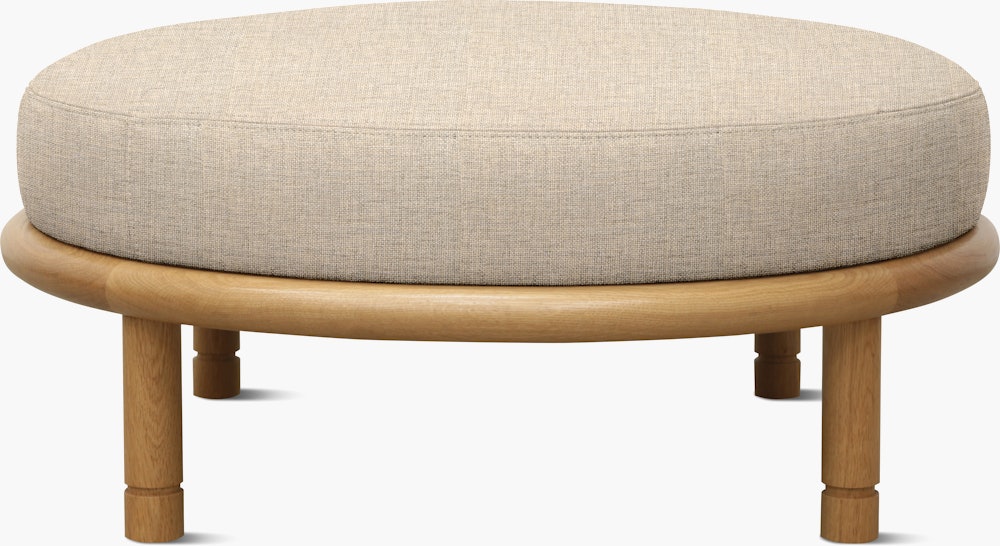 Moreno Ottoman - Round,  Amelia,  Bisque,  Oak