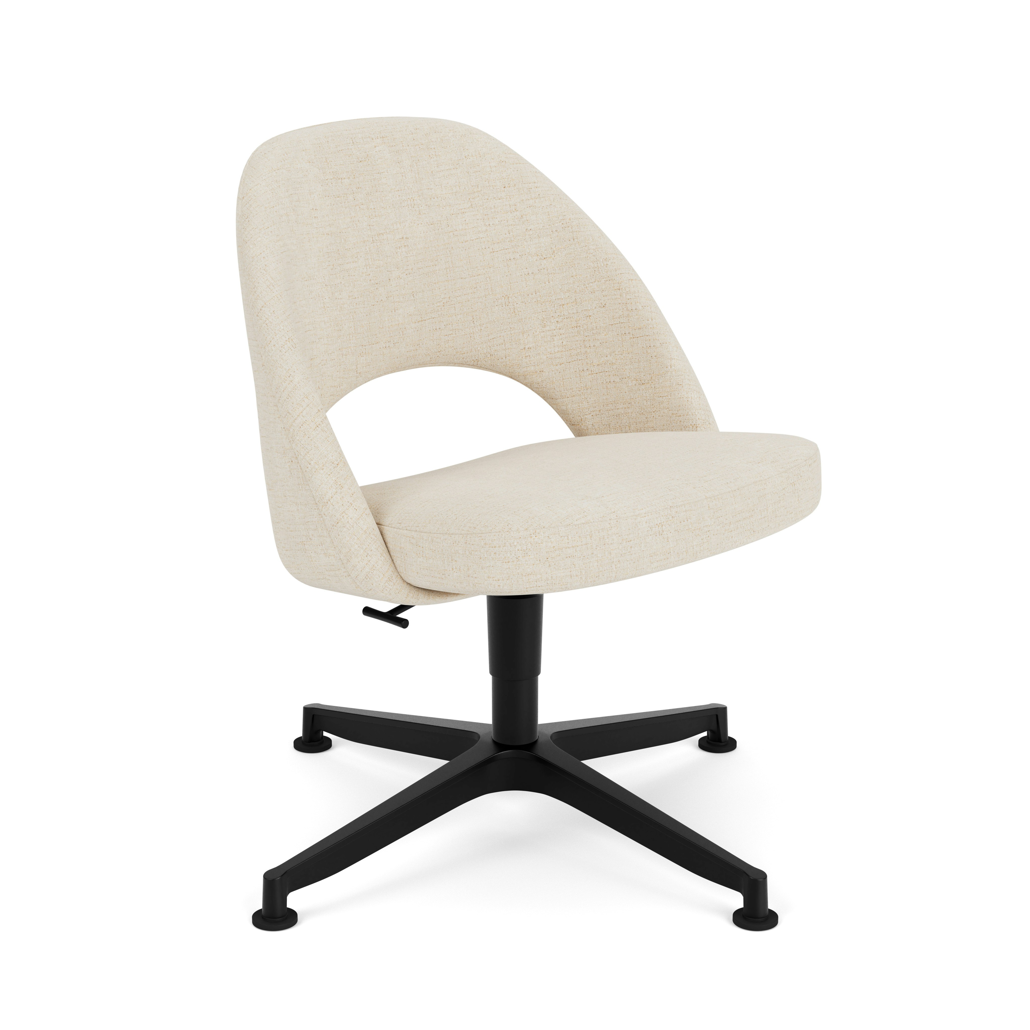 Saarinen Executive Office Side Chair, Diva, Moon, Black, Glides