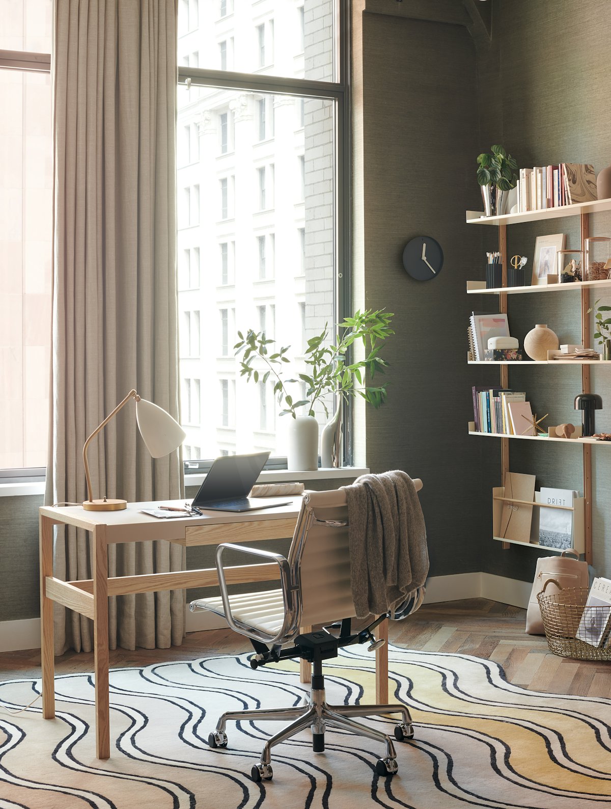 Risom Desk and Eames Aluminum Office Chair
