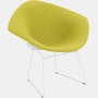 Bertoia Diamond Chair, White, Full Cover, Knoll Boucle, Chartreuse