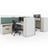 Dividends Horizon with k.stand and Anchor Storage anchor doublewide storage desk low file height adjustable kstand regen regeneration locker workstation panel glass