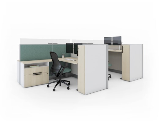 Dividends Horizon with k.stand and Anchor Storage anchor doublewide storage desk low file height adjustable kstand regen regeneration locker workstation panel glass