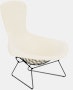Bertoia Bird Lounge Chair, Black, Full Cover, Classic Boucle, Pearl