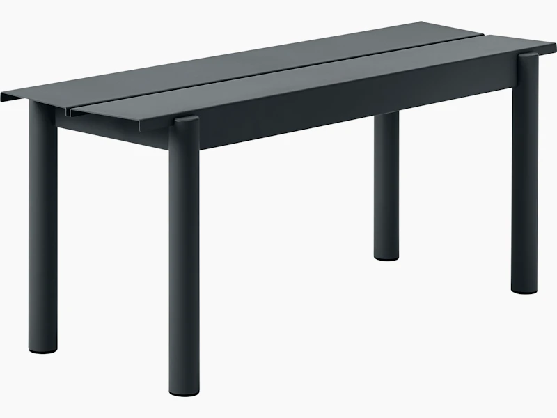 Linear steel outdoor bench 110 black Muuto