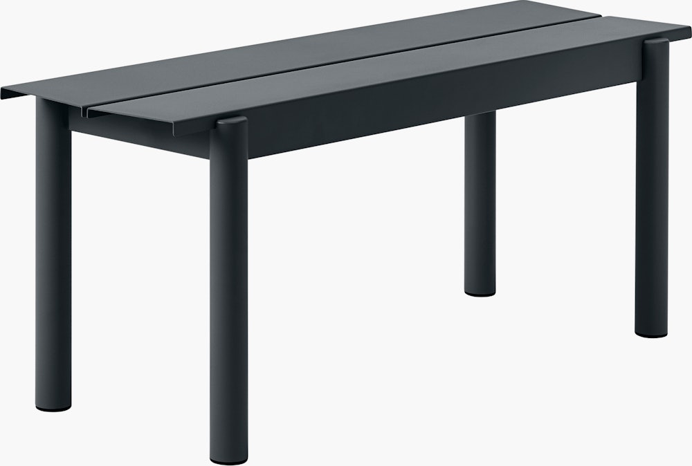Linear steel outdoor bench 110 black Muuto