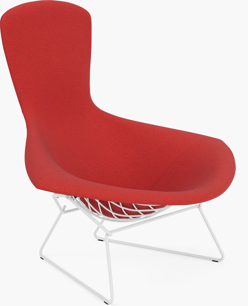 Bertoia Bird Lounge Chair -  Classic Boucle, Fiery, Full Cover, White