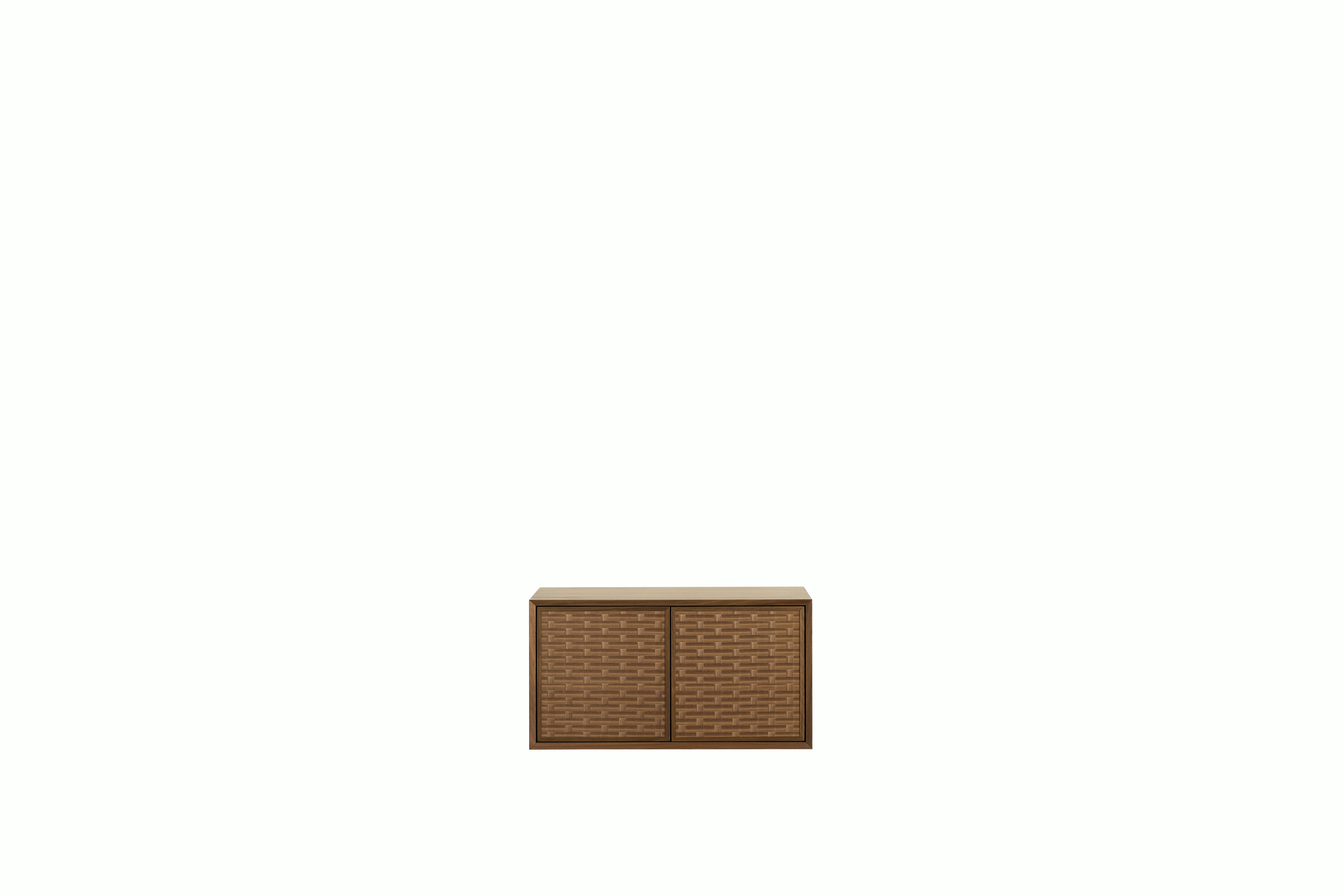 System Cado Sideboard - 1 Cabinet,  Walnut,  Woven Push Cabinet