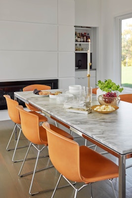 Bertoia Leather Covered Side Chair Florence Knoll Dining Table