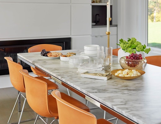 Bertoia Leather Covered Side Chair, Florence Knoll Dining Table Bertoia Leather Covered Side Chair Florence Knoll Dining Table
