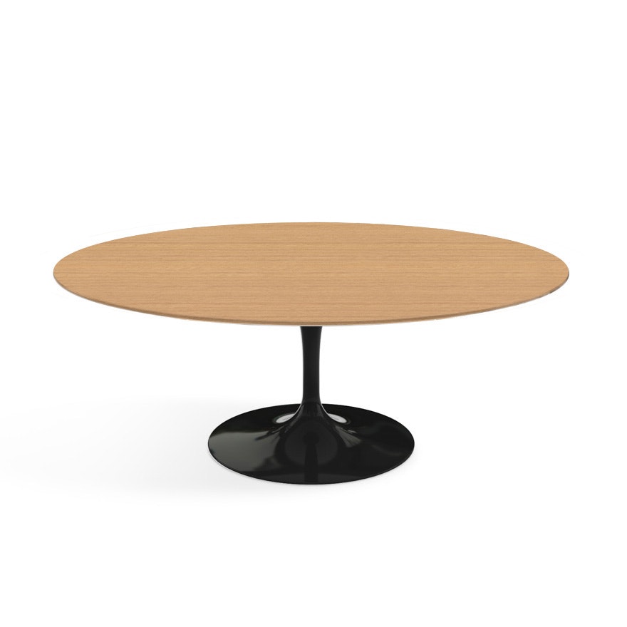 Saarinen Low Oval Coffee Table - Veneer,  Light Oak,  Black