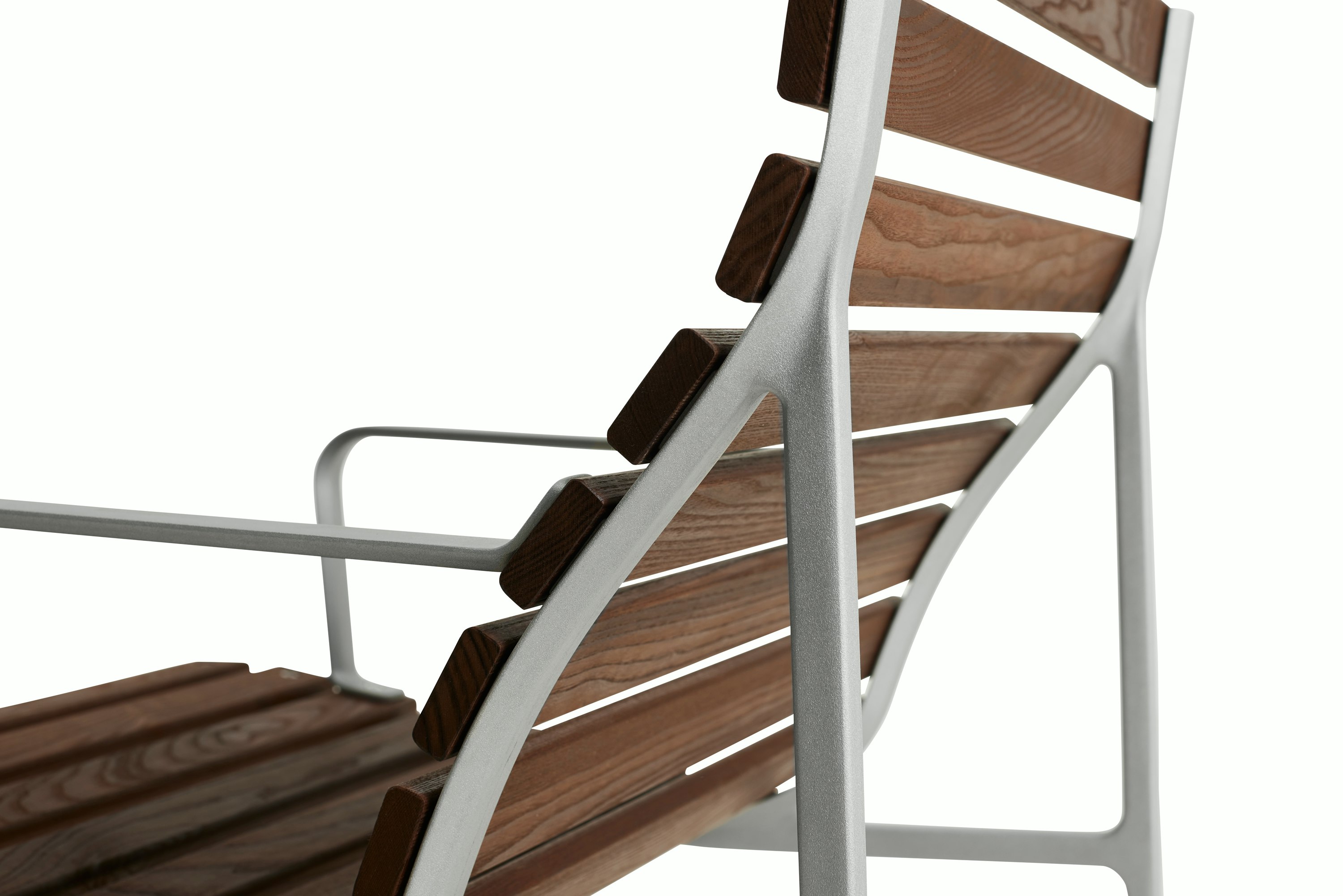 Traverse Lounge Chair with Arms - Heat Treated Ash, Lacquered Aluminum Frame