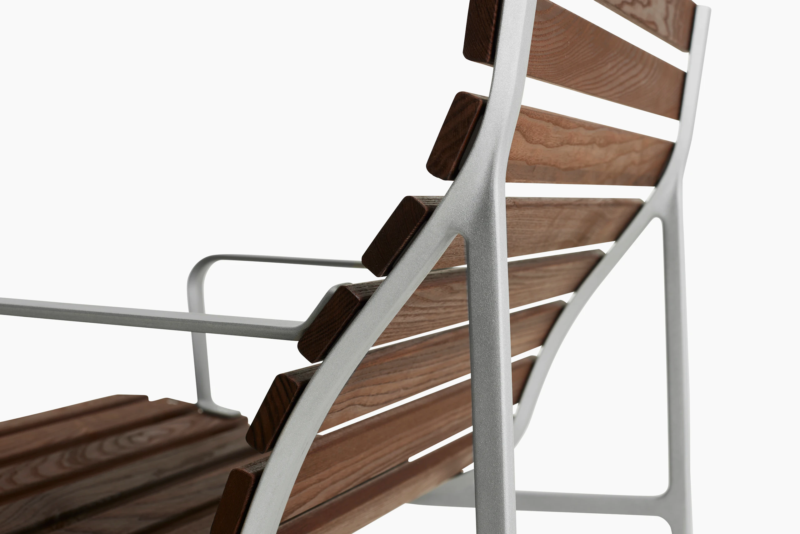 Traverse Lounge Chair with Arms - Heat Treated Ash, Lacquered Aluminum Frame