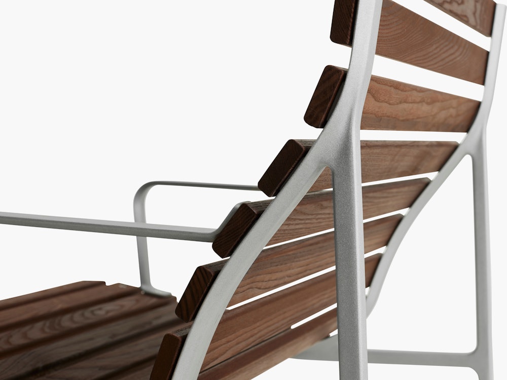 Traverse Lounge Chair with Arms - Heat Treated Ash, Lacquered Aluminum Frame