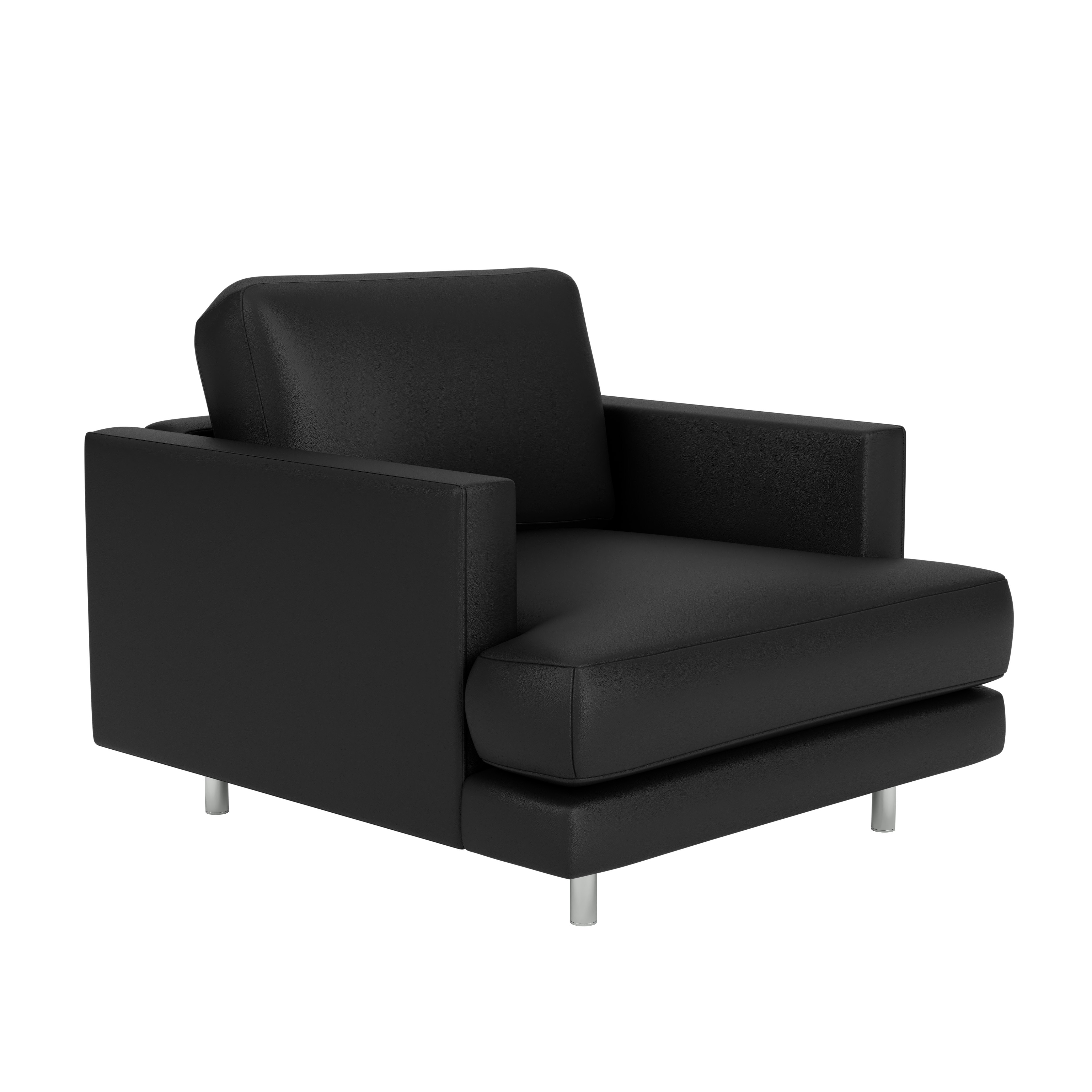 D'Urso Lounge Chair - Volo Leather, Black, Polished Chrome
