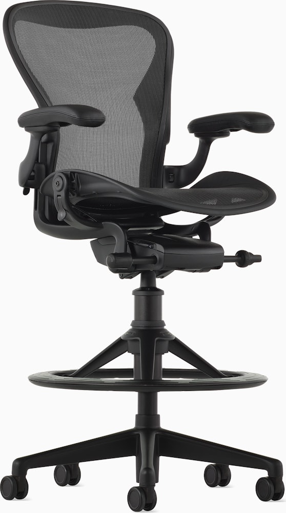 Aeron Stool in Onyx with Zonal Support, Tilt Limiter, Seat Angle and adjustable arms