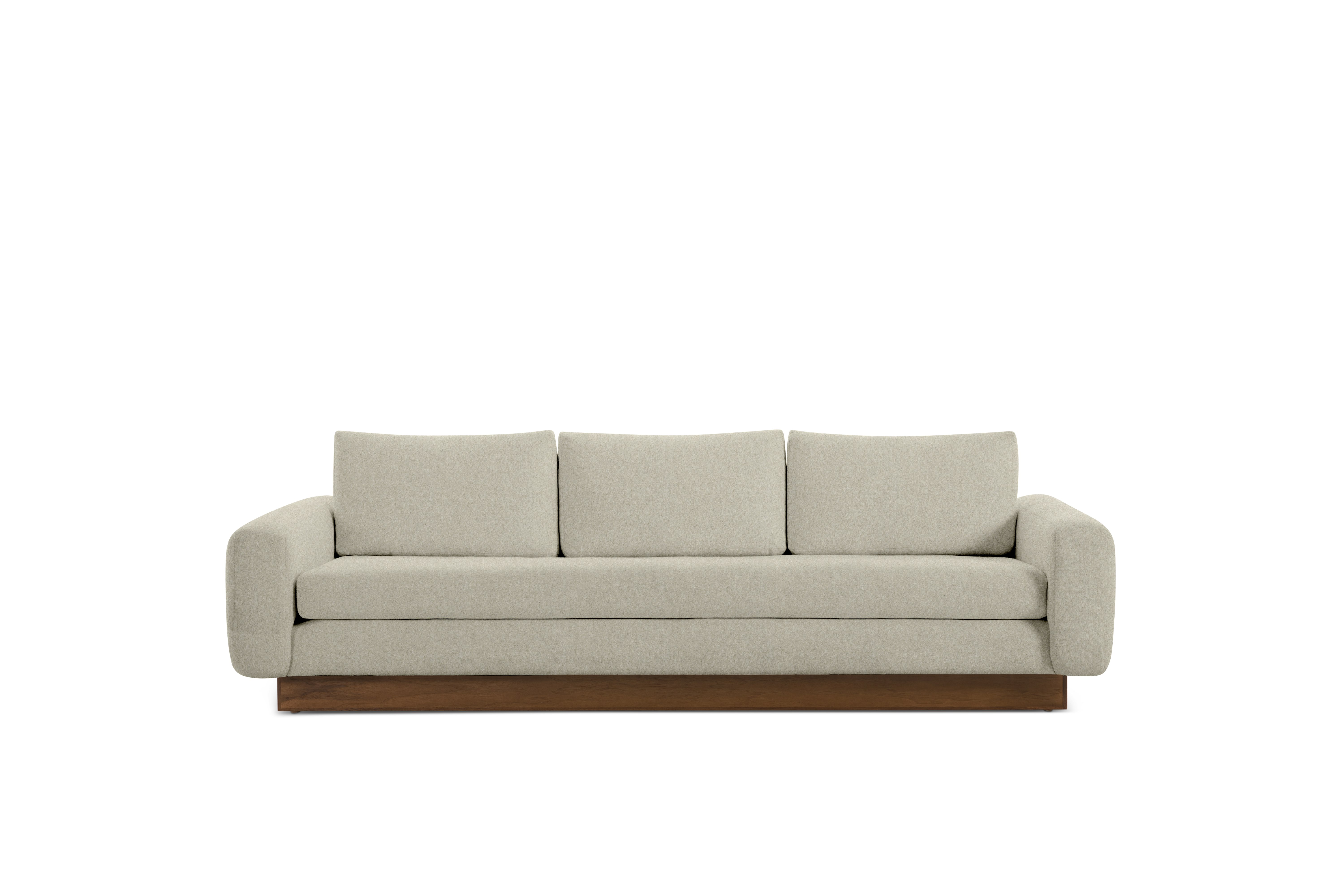 Mesa Sofa - Alpaca Faux,  Sea Salt,  Walnut