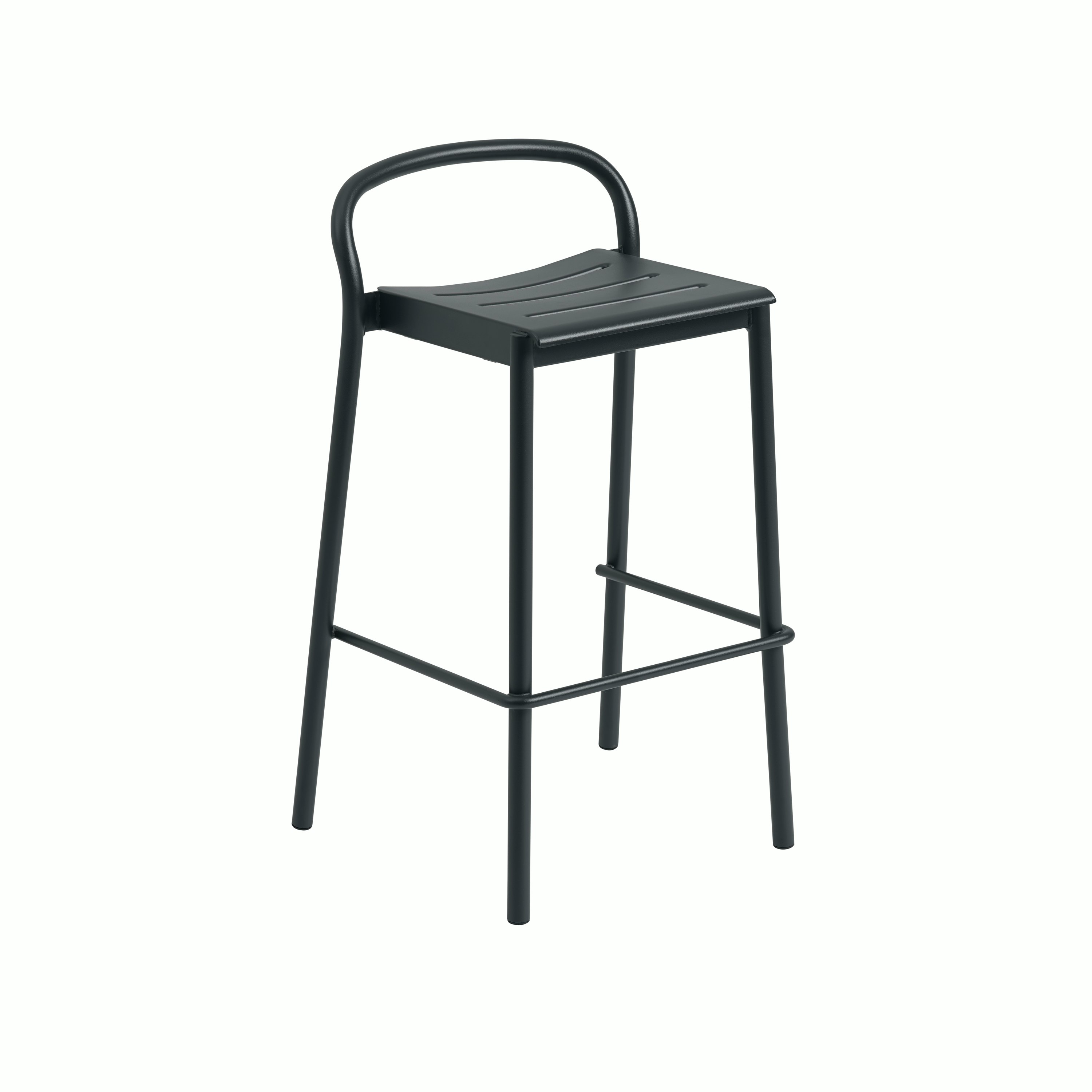 Linear steel bar stool h75 black Muuto