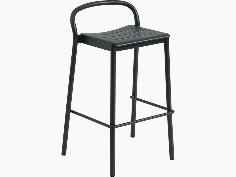 Linear steel bar stool h75 black Muuto