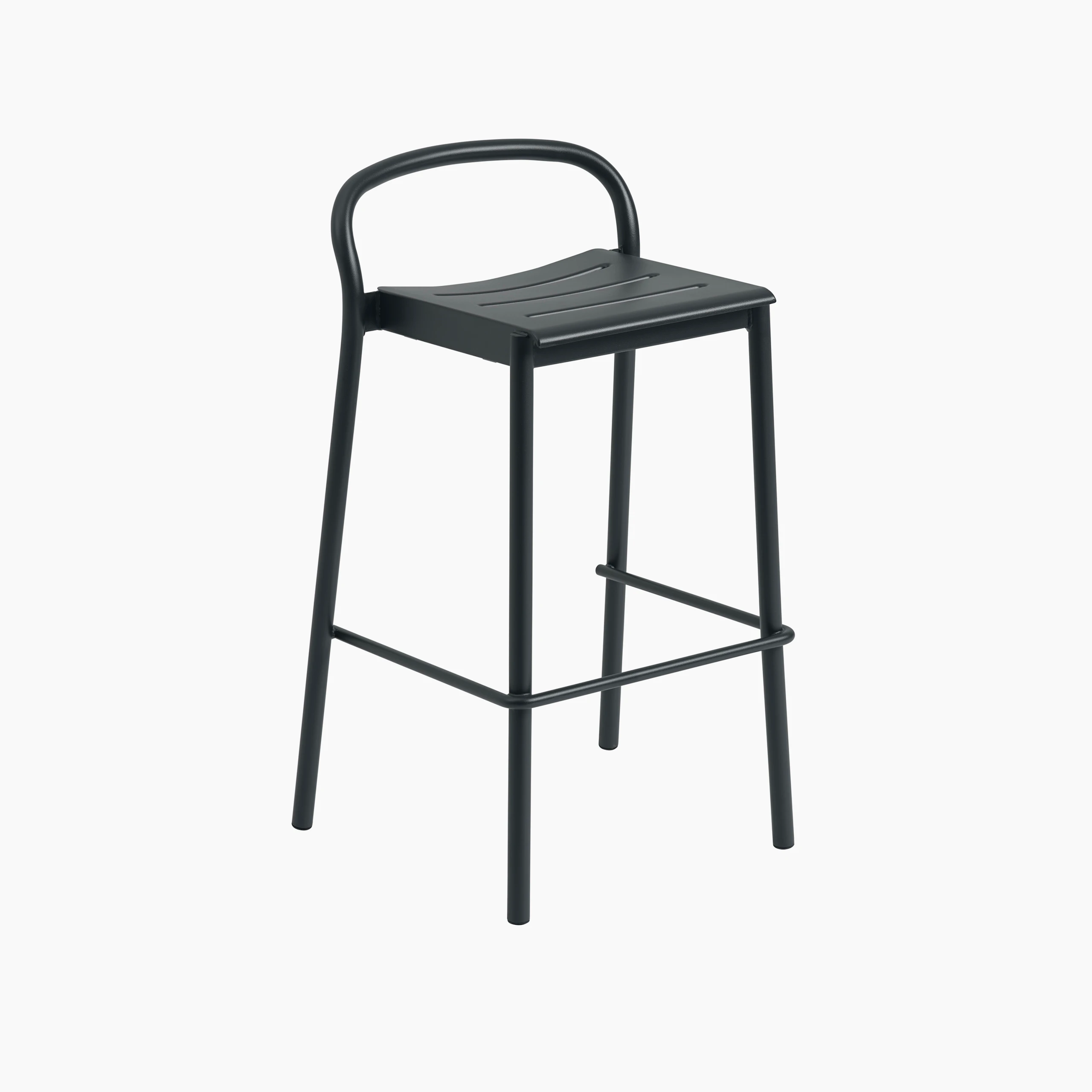 Linear steel bar stool h75 black Muuto