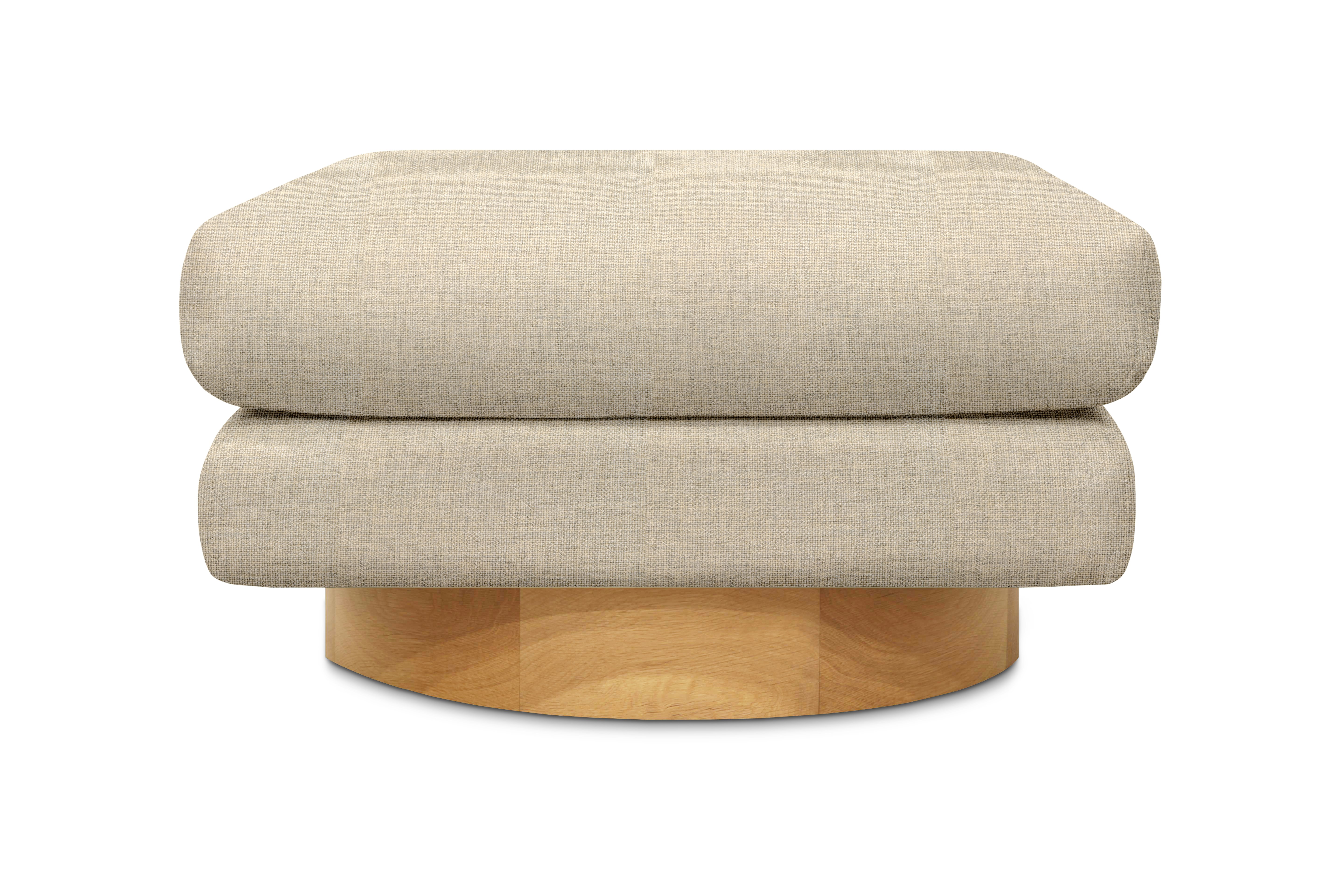 Mesa Ottoman - Amelia,  Bisque,  Oak