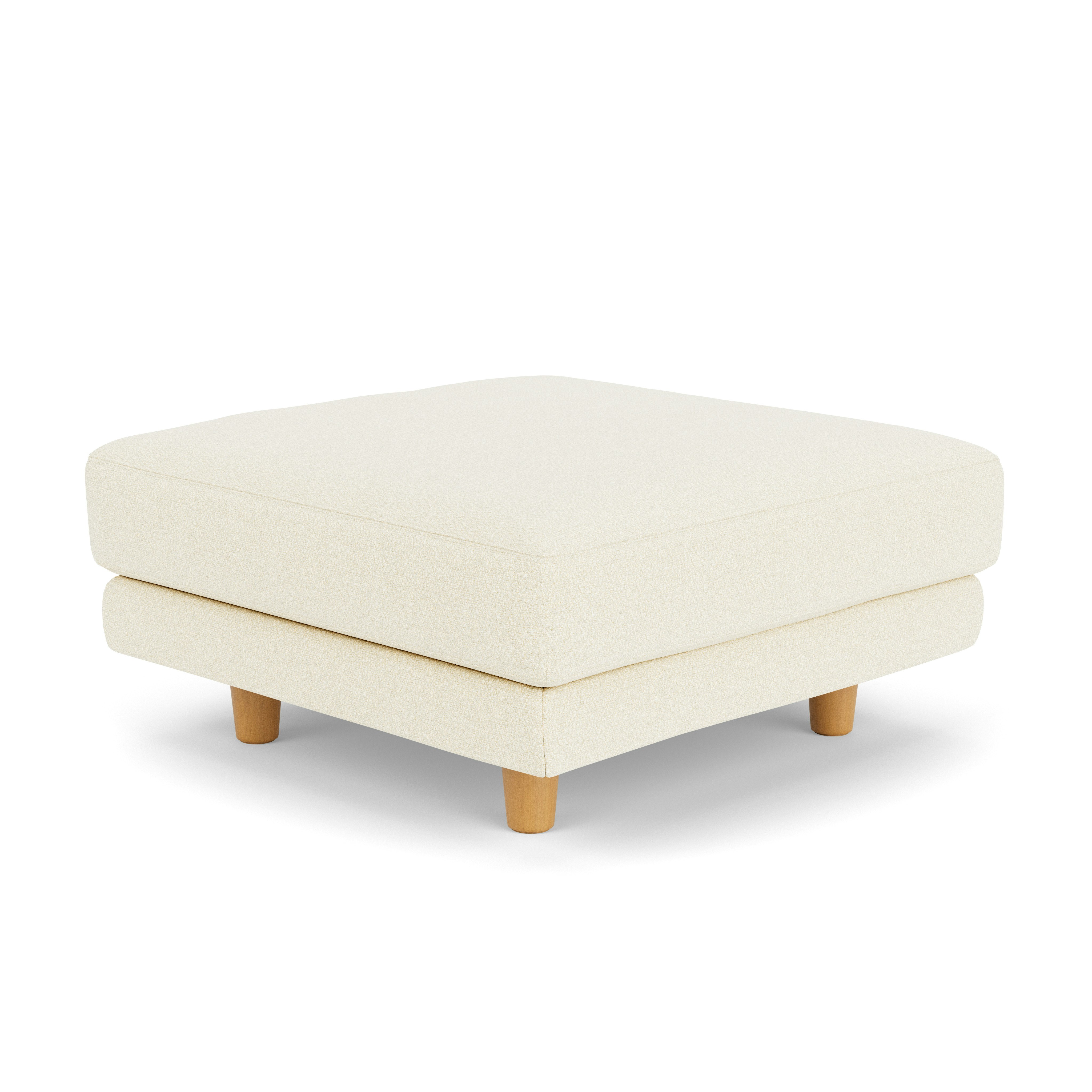D'Urso Ottoman - Knoll Boucle, Pearl, Clear Oak