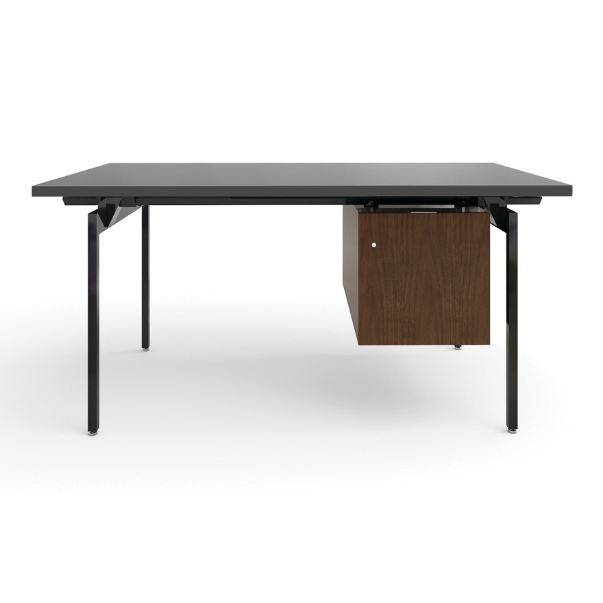 Antenna Desk with Storage, Jet Black, Laminate, Jet Black Walnut