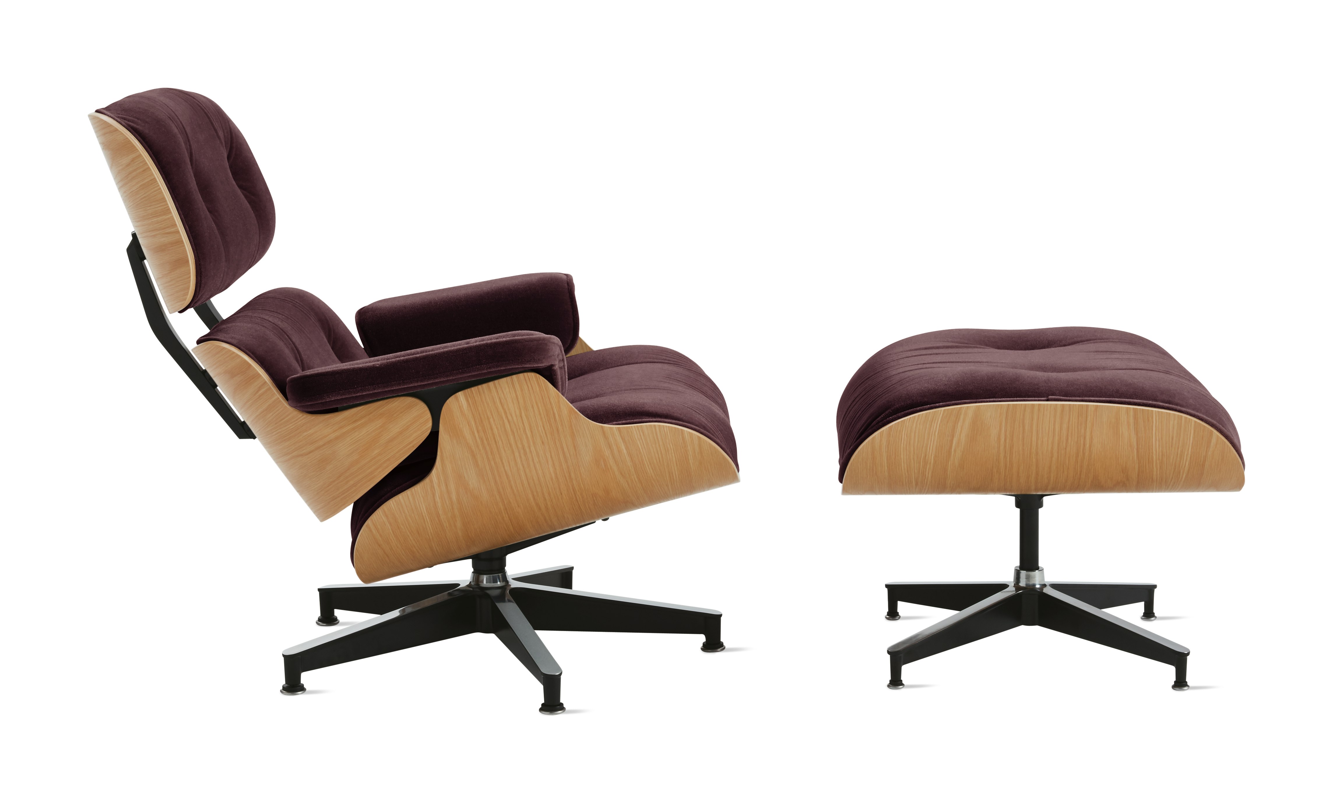 Eames Lounge & Ottoman  - White Oak,  Mohair Supreme,  Soulmate