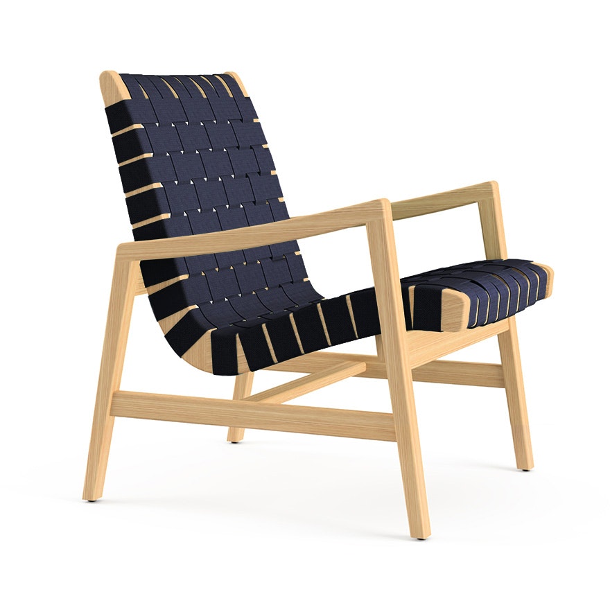 Risom Lounge Chair - Arm, Navy Cotton, Clear Maple