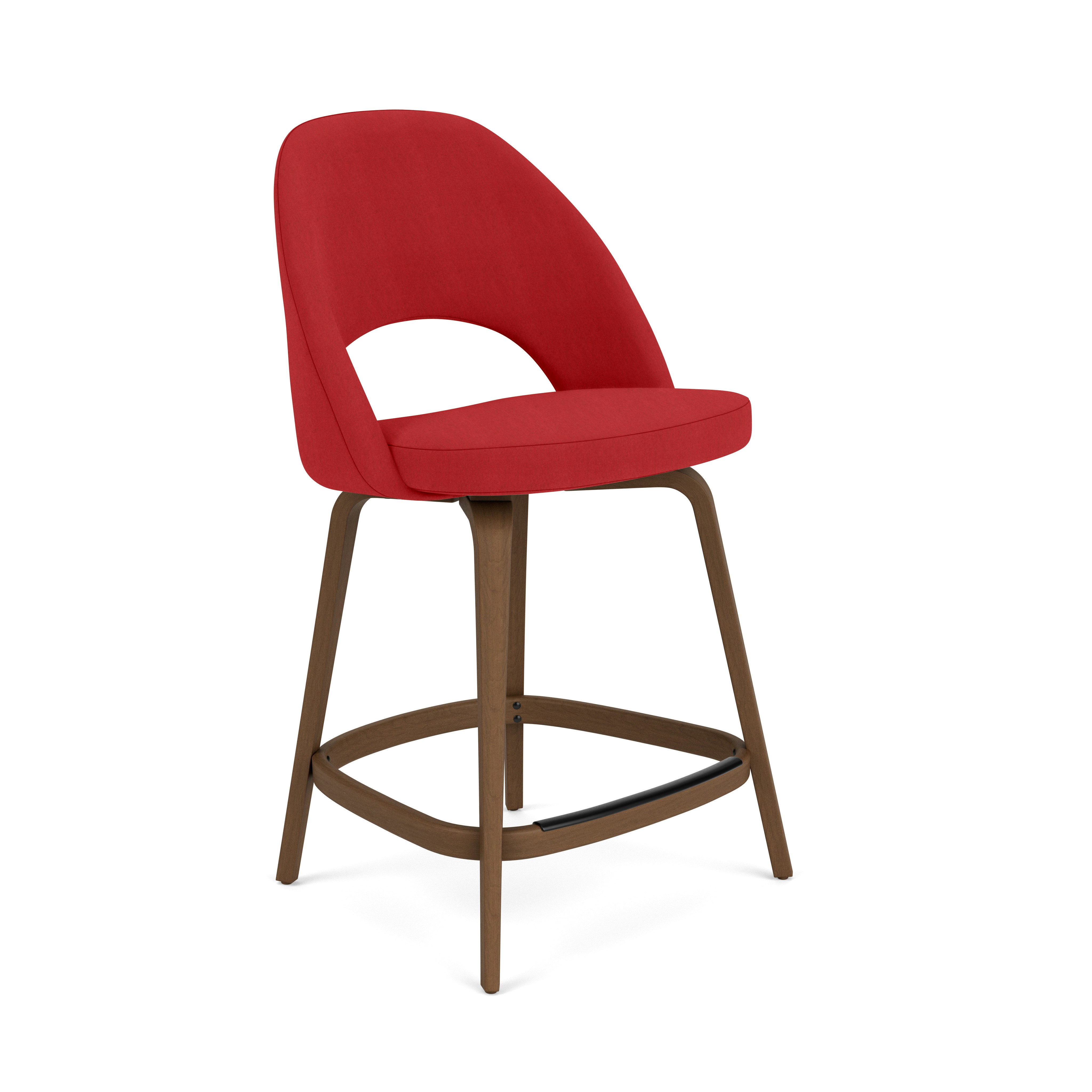 Saarinen Executive Stool - Counter Height,  Wow Factor,  Chili,  Light Walnut