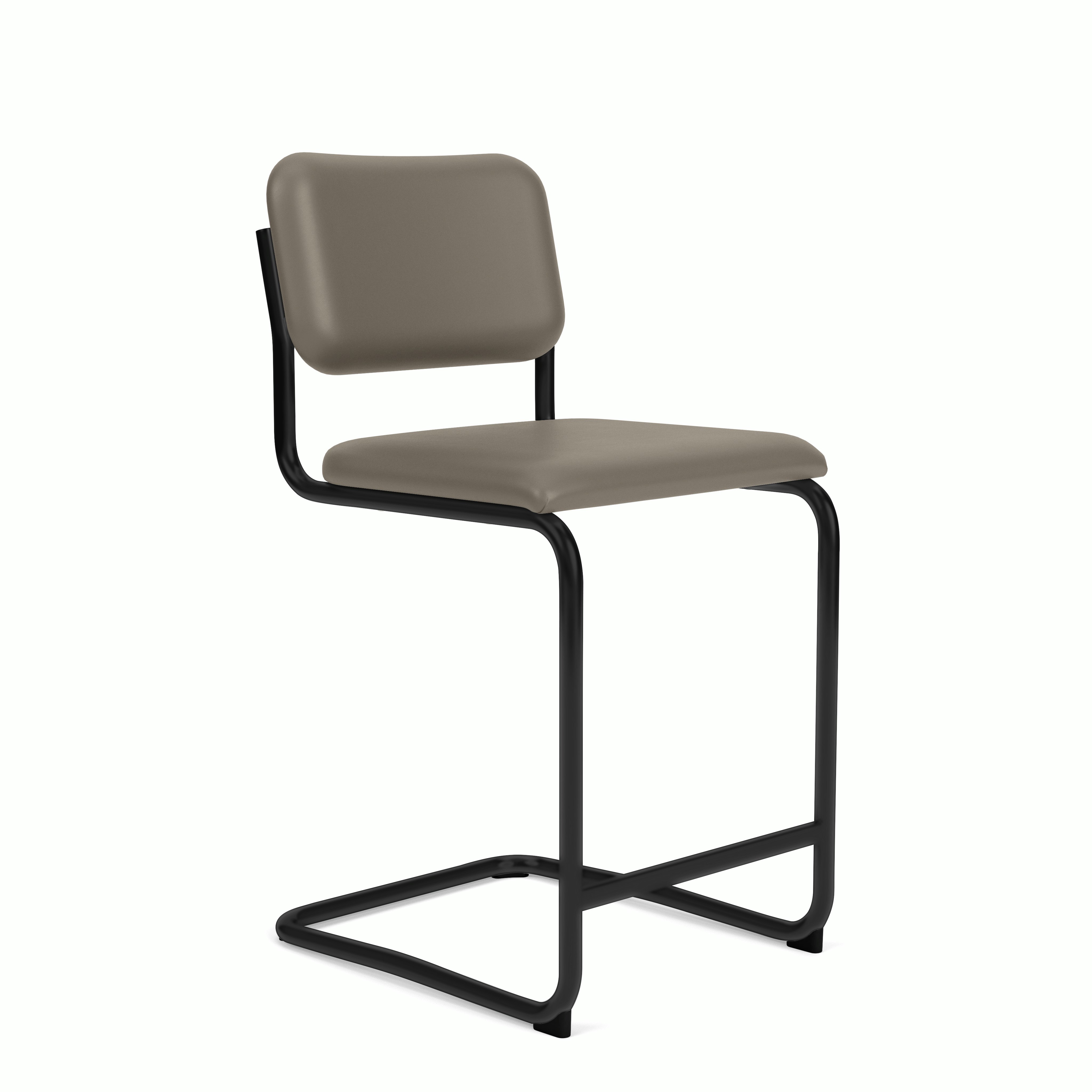 Cesca Upholstered Stool - Counter Height ,  Fully upholstered,   Acqua Leather,  aquitania,  black frame