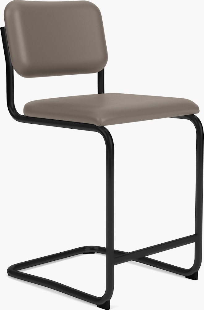 Cesca Upholstered Stool - Counter Height ,  Fully upholstered,   Acqua Leather,  aquitania,  black frame