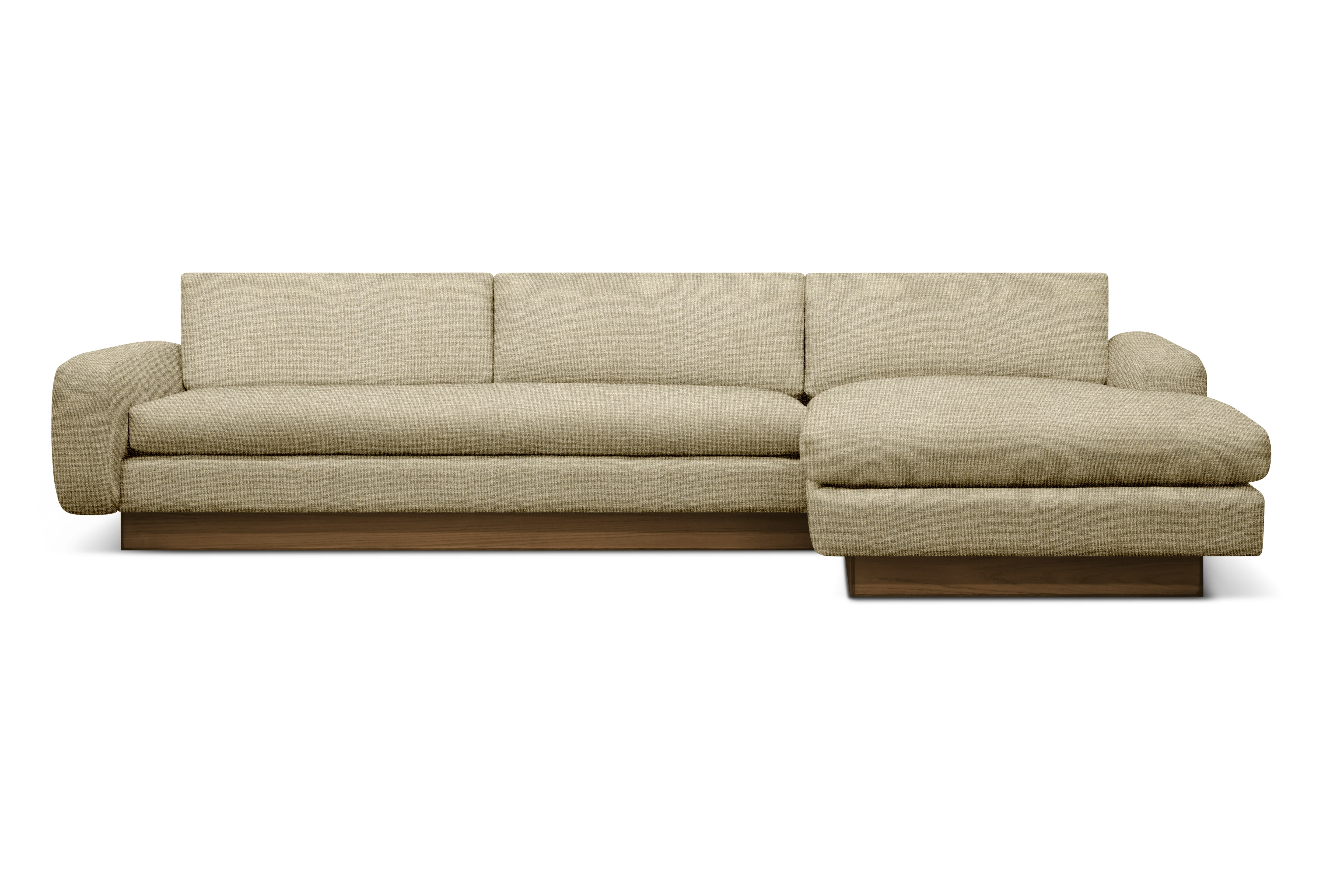 Mesa Sectional with Chaise - Right,  Amelia,  Oat,  Walnut