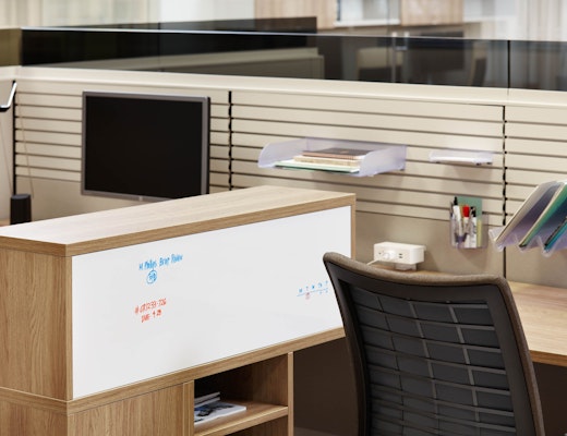 Anchor Stacker with Markerboard Back laminate fronts wood grain laminate marker board slatwall