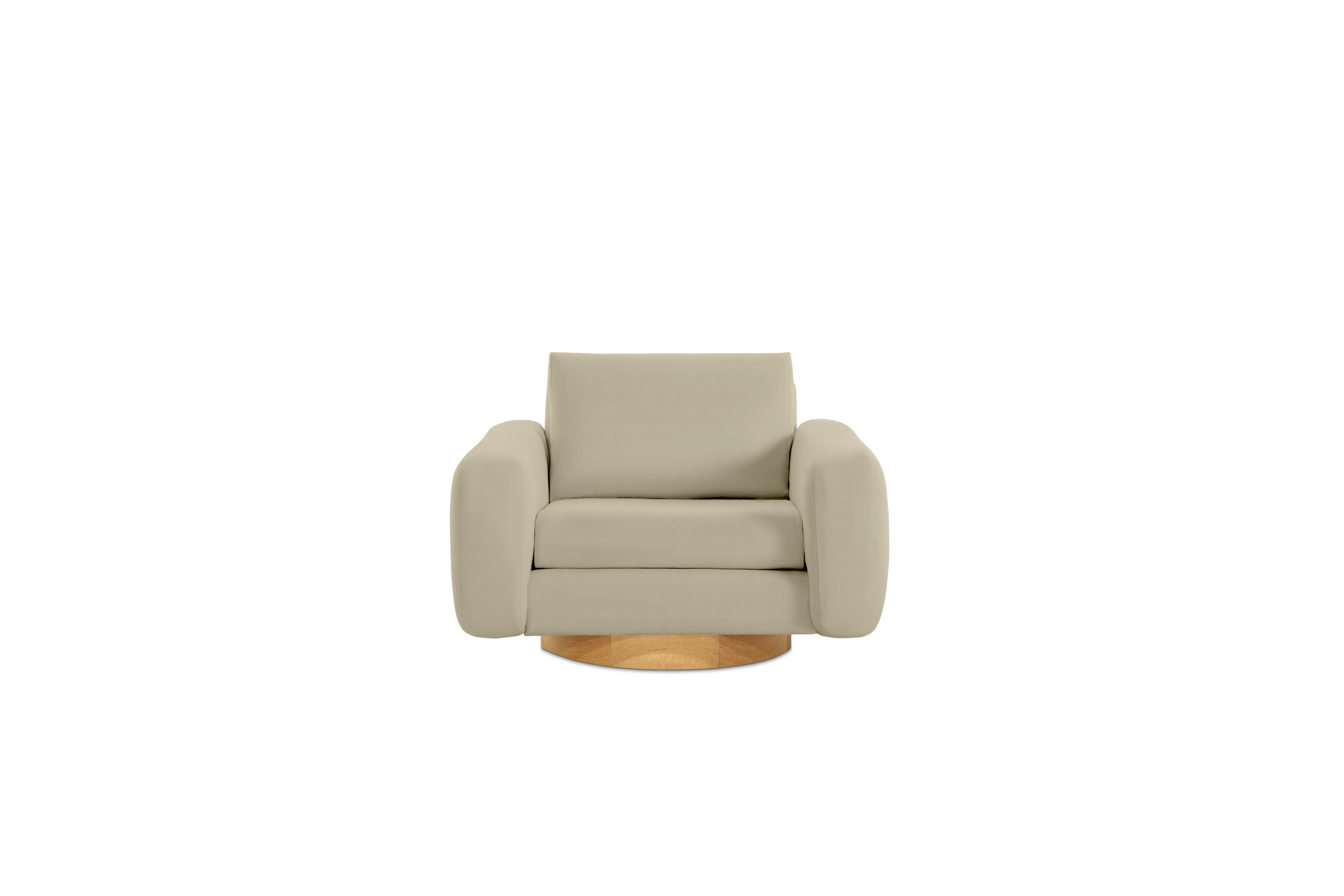Mesa Lounge Swivel Chair - Marquis Velvet,  Linen,  Oak