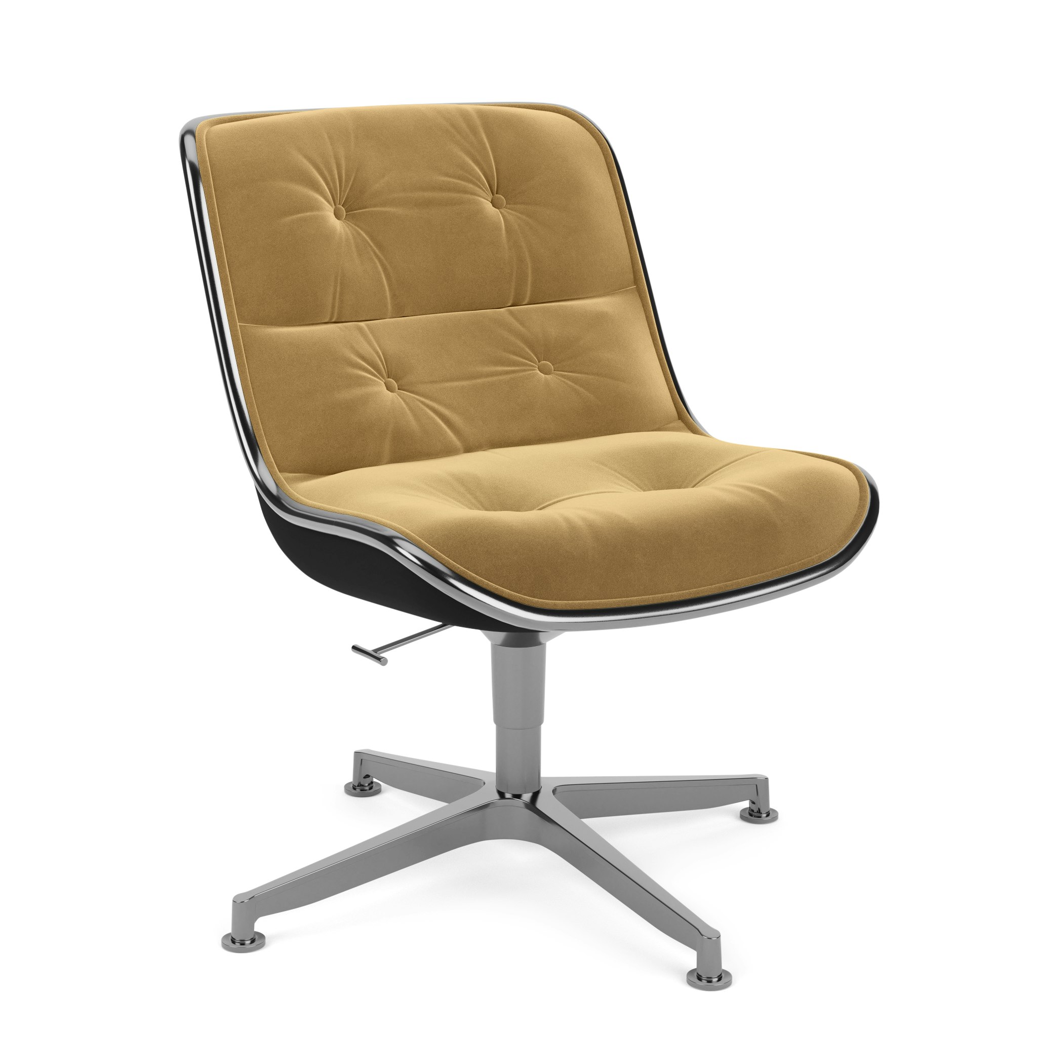 Pollock Executive Side Chair - 4 Star,  Polished Aluminum,  Knoll Velvet,  Palomino