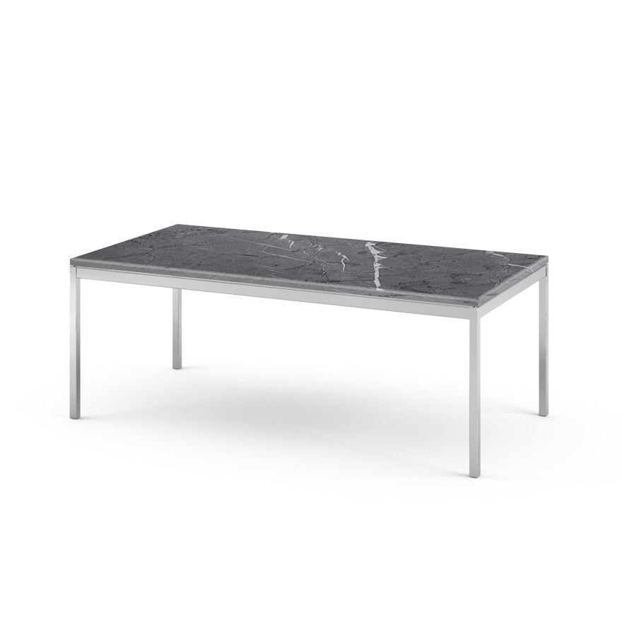 Florence Knoll Rectangular Coffee Table - 45 X 22, 17, Satin Grigio Marquina, Polished Chrome