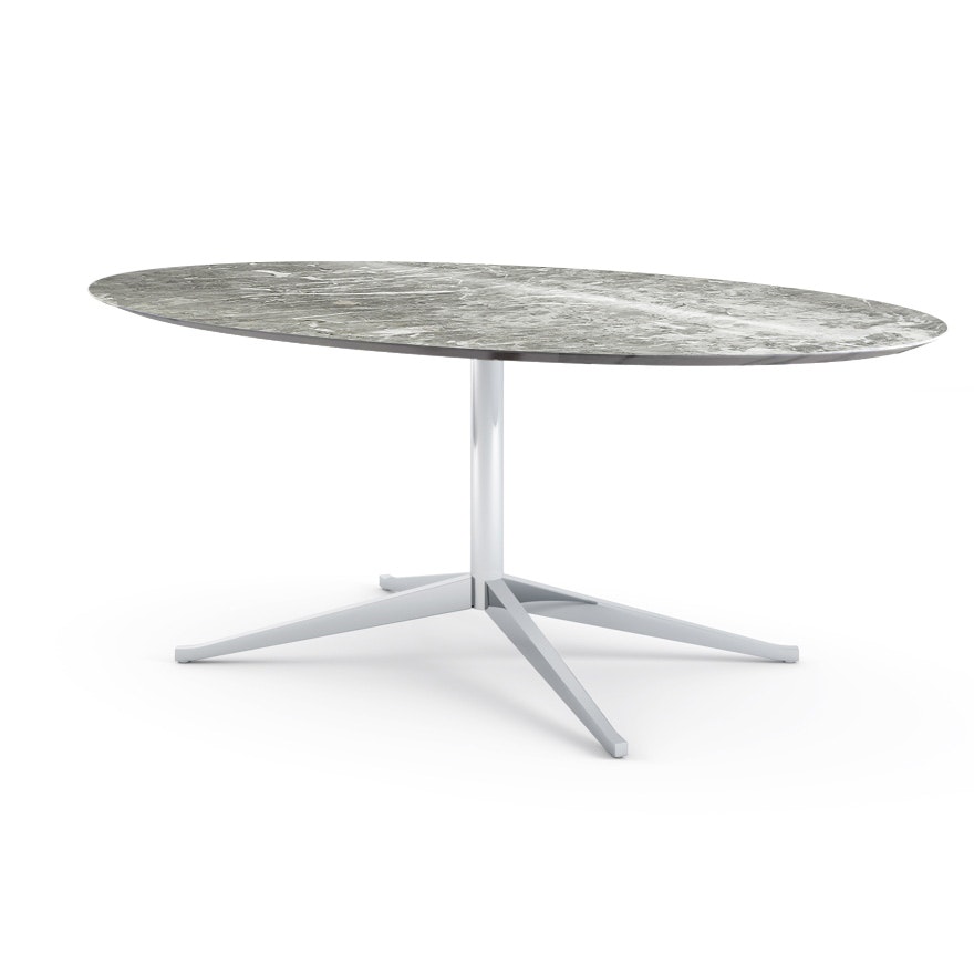 Florence Knoll Table Desk - Oval, 78", Polished Grey, Polished Chrome