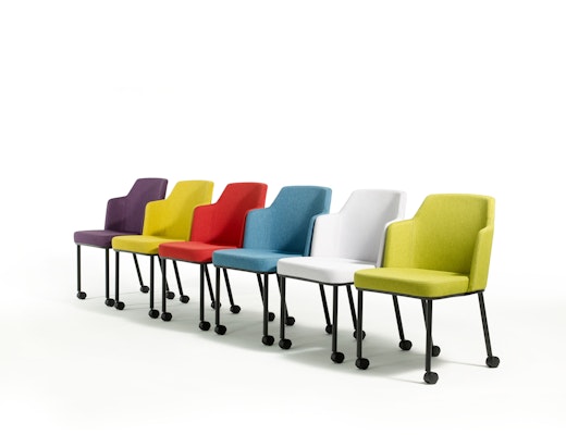 Remix Side Chair casters side seating mobile upholstered 4-leg 4 leg