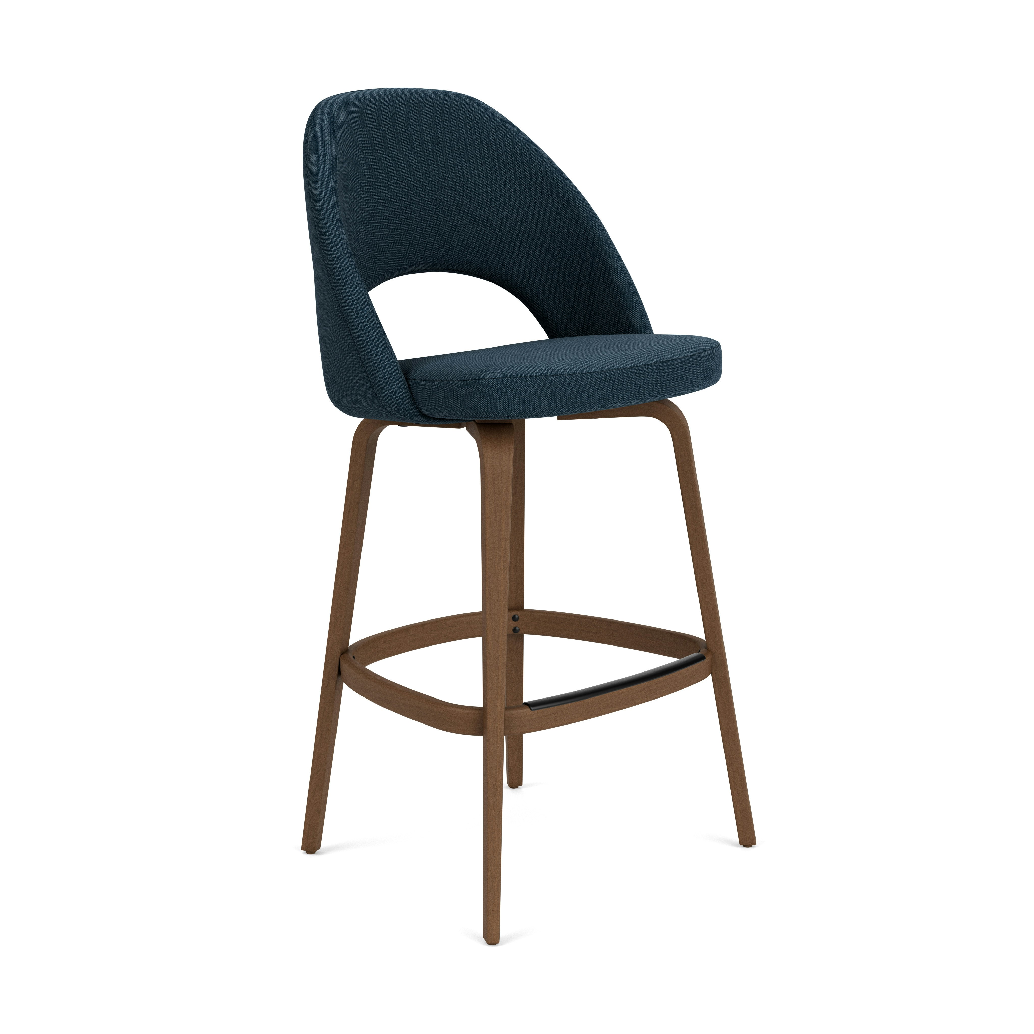 Saarinen Executive Stool - Bar Height, Hourglass, Indigo, Light Walnut