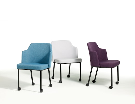 Remix Side Chair casters side seating mobile upholstered 4-leg 4 leg