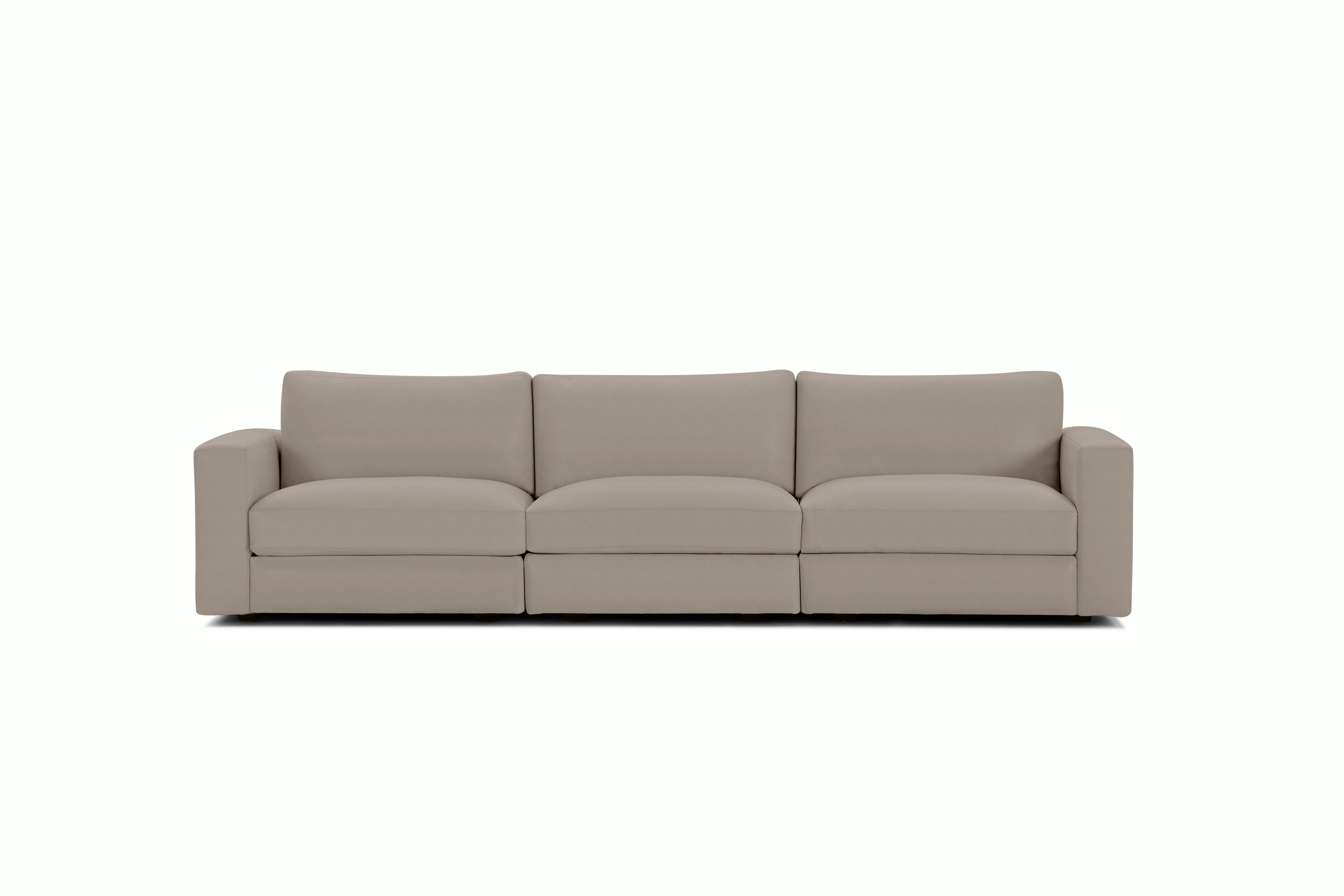 Reid Sofa - Three Seater,  Prone Leather,  Lute,  1" Block"