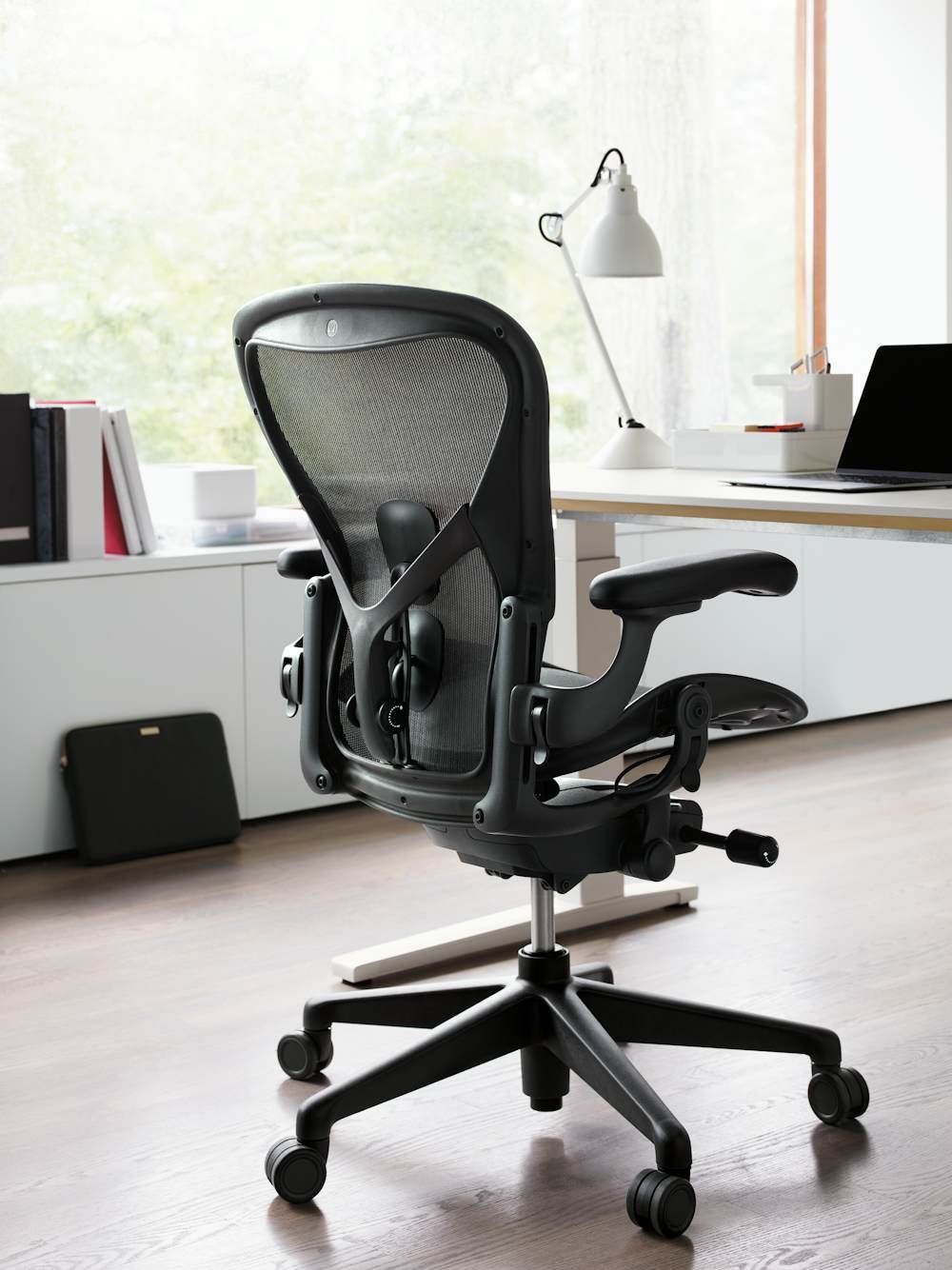 Aeron Chair and Jarvis Standing Desk in a home office setting