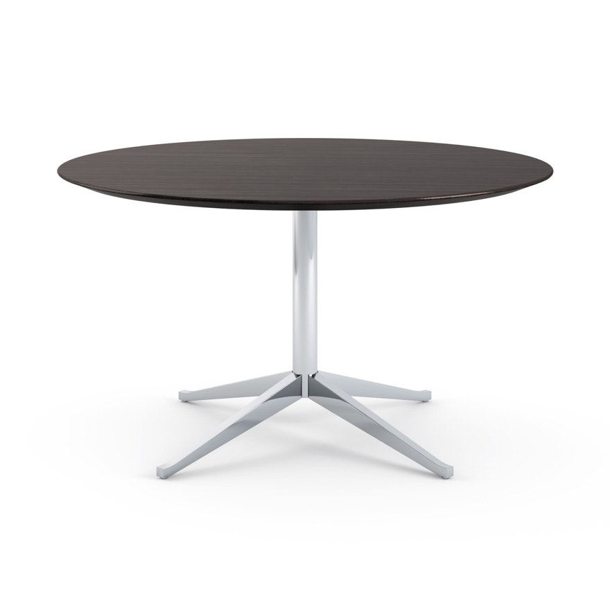 Florence Knoll Table Desk - Round, 54", Ebonized Oak, Polished Chrome