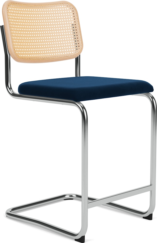Cesca Stool Upholstered, KnollVelvet, Aviator